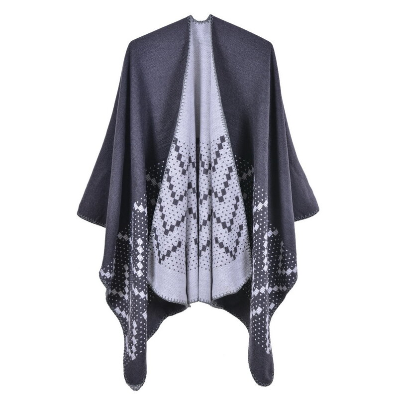 Bufanda de Cachemira de Invierno para mujer, chal de lujo de Europa y América, Poncho geométrico de moda, Pashmina, capas cálidas, manta