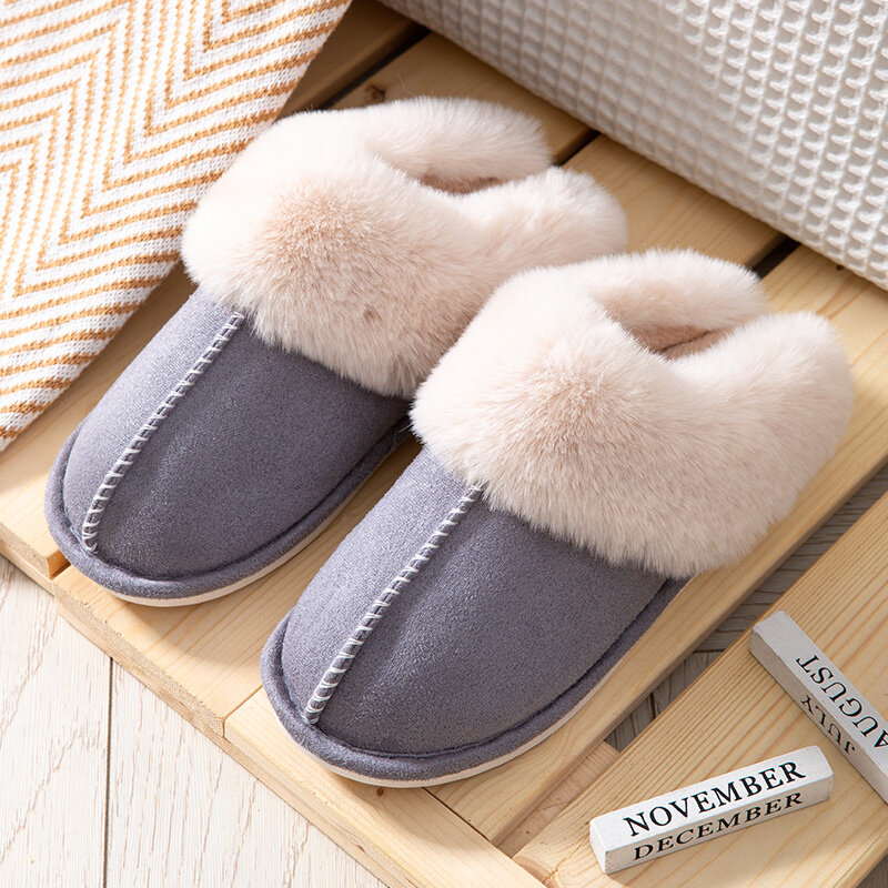 JaneTroides męskie zimowe nowe kapcie z bawełny wyjściowy modny ciepły kryty sypialnia bawełniane zamszowe buty z polaru puszysta para pamięci