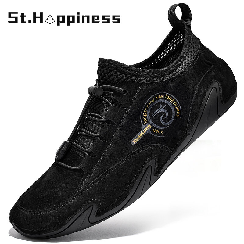 2021 New Men Leather Shoes Luxury Brand Lightweight Casual Loafers Moccasins Fashion Soft Non-Slip Driving Shoes Big Size 48