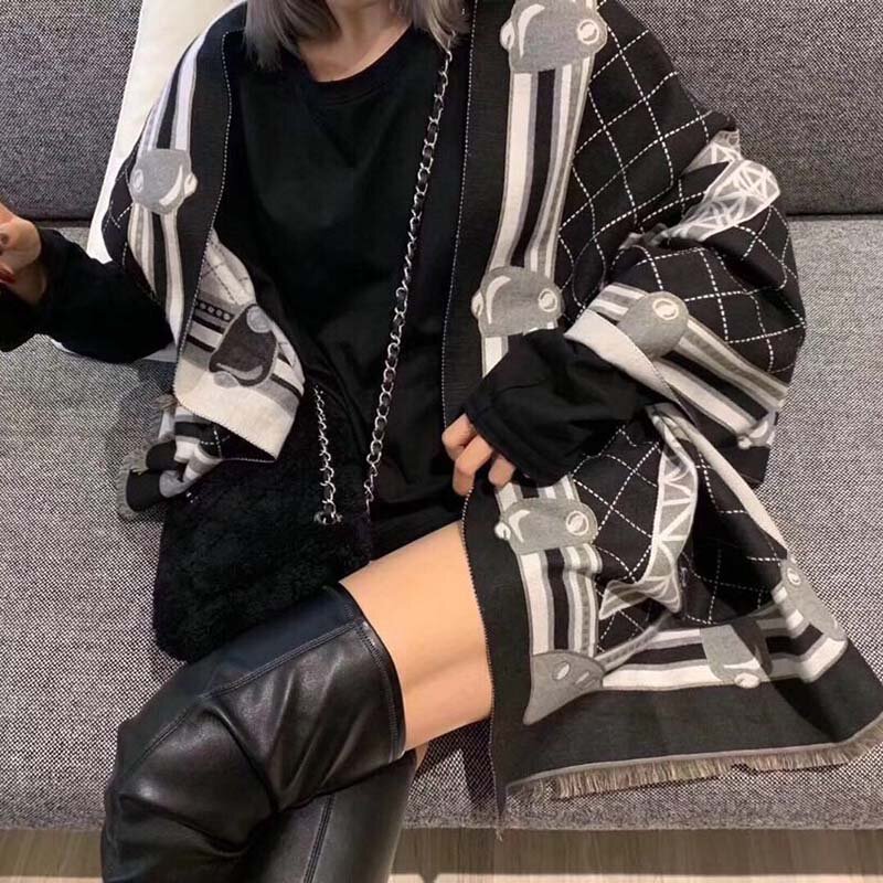 Sciarpa grande in cashmere di marca di lusso 2020 per donna scialle morbido da donna scozzese 180*70 cm autunno inverno