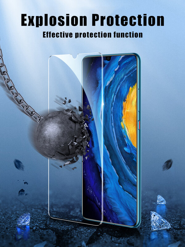 3Pcs Fulll ฝาครอบกระจกนิรภัยสำหรับ Huawei P20 P30 P40 Lite E Mate 20 30 Lite Y8p Y6p Y5p y6 Y5 Nove 5T Glass Screen Protector