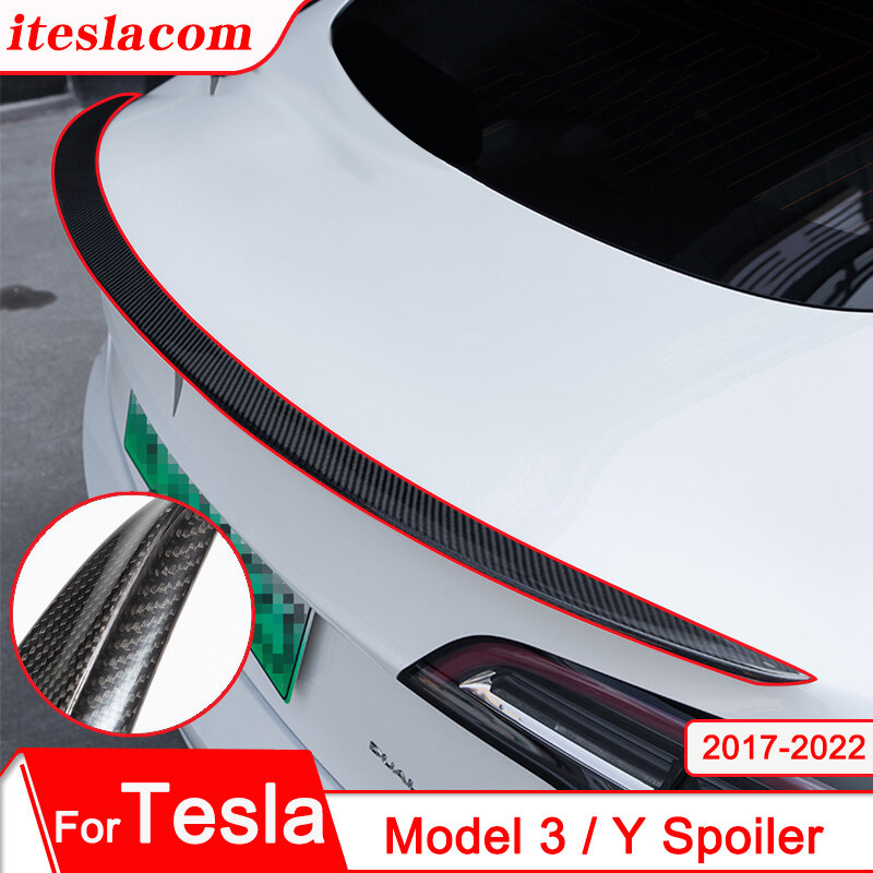 2022 neue Für Model3 Y Hinten Stamm Lip Wahre Carbon Flügel Spoiler Tesla Modell 3 Auto Styling Zubehör Modell Y 2017-2021 2022
