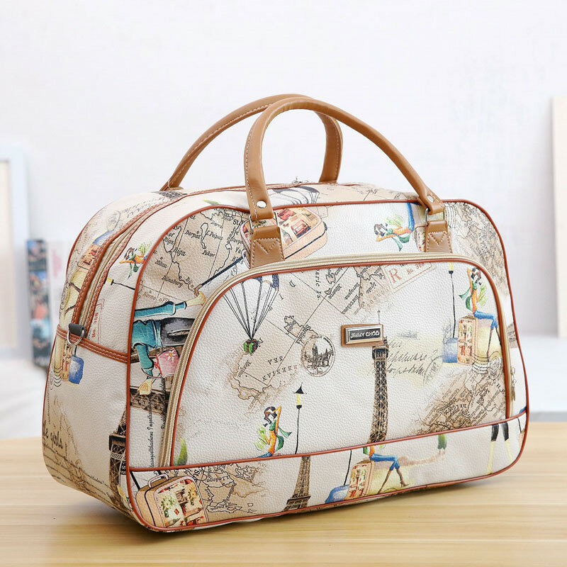 Women Travel Bags 2020 New Fashion PU Leather Large Capacity Waterproof Print Luggage Duffle Bag Casual Travel Bags LGX28.