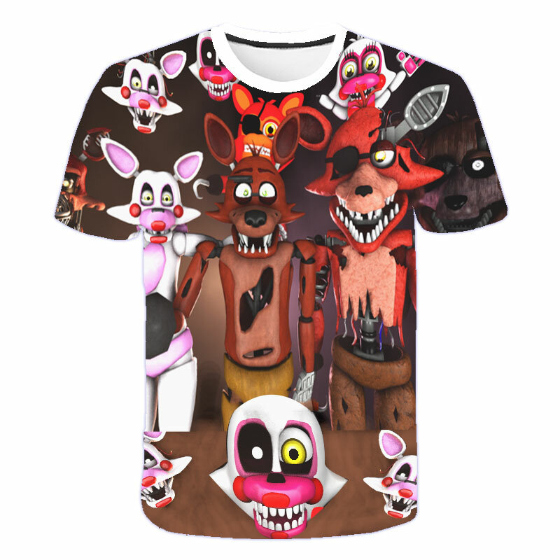 Camiseta de Five Nights At-Freddy para niños, ropa de verano para bebés, camiseta de manga corta, dibujos animados en 3D