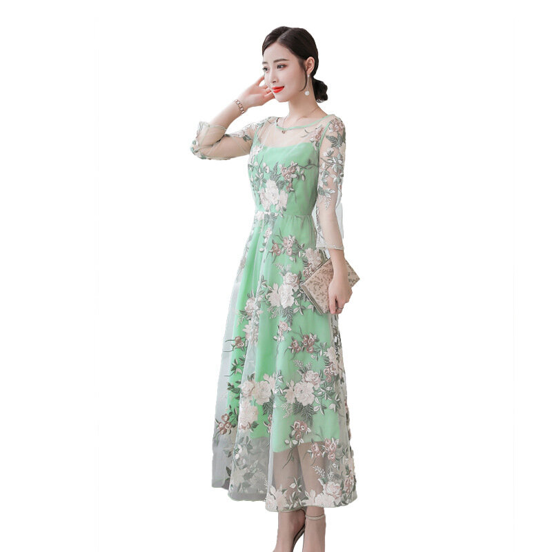 المرأة هان عنصر قرص زر أعلى ، النمط الصيني تانغ دعوى موضة فستان شيونغسام