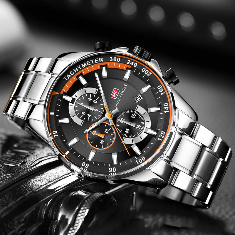 Clássico relógios de quartzo mens top marca de luxo 3 sub-dial 6 mãos data de exibição moda esportes cronógrafo relógio de pulso mini foco