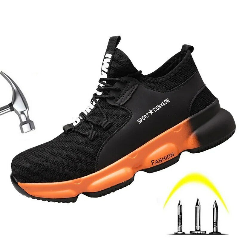 2021 wygodne oddychające buty bezpieczeństwa pracy Zapatos lekka stalowa nasadka na palec ochronne trampki sportowe obuwie ochronne dla mężczyzn