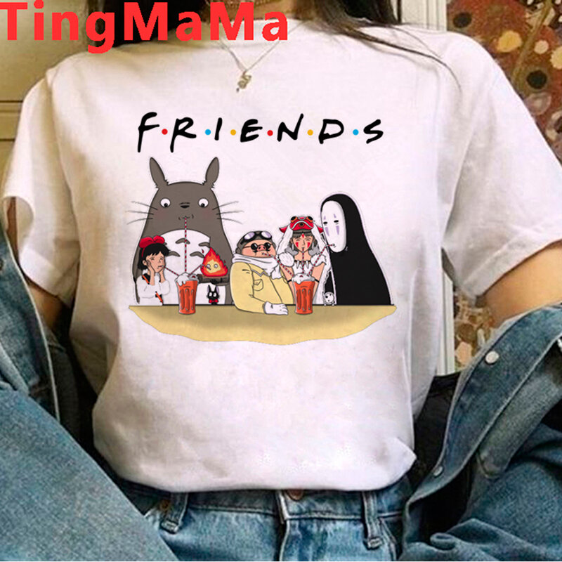 Camiseta de Studio Ghibli de Totoro para mujer, camiseta blanca harajuku, camiseta grunge, ropa de calle de verano, Miyazaki Hayao