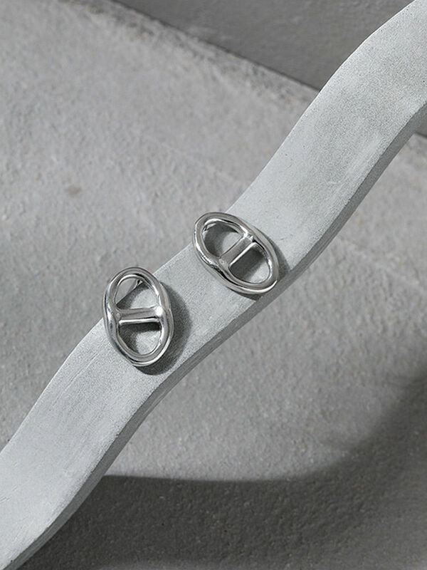 S'STEEL Hadiah Tekstur Hidung Babi Geometris Desain Minimalis untuk Wanita Perak Murni 925 Anting Kancing Boho Perhiasan Aksesori