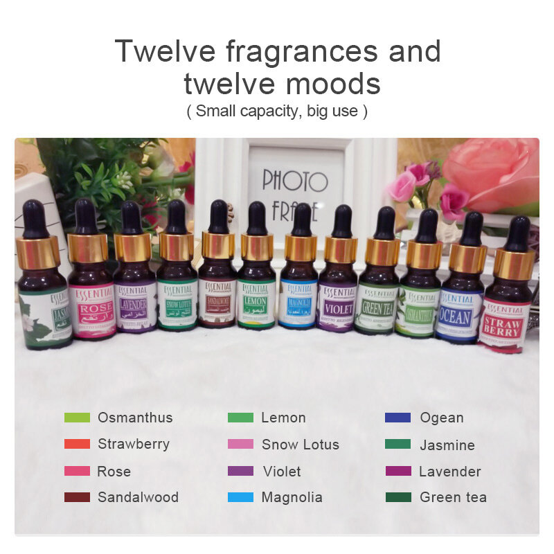 12 rodzajów olejków eterycznych na rozpylacz zapachów nawilżacz powietrza aromaterapia rozpuszczalny w wodzie zapach oleju Jasmine Lavender