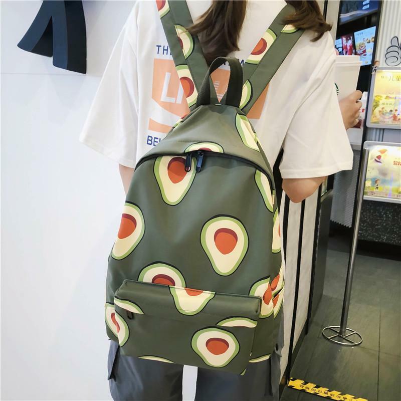 Mochila de Nylon impermeable para mujer, bolso escolar con patrón de fruta para chicas adolescentes, mochila de universidad de alta calidad