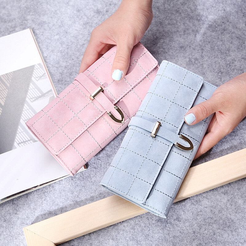 Новый женский длинный кошелек в японском и корейском стиле, простая женская сумка из искусственной кожи с пряжкой и отделением для карт