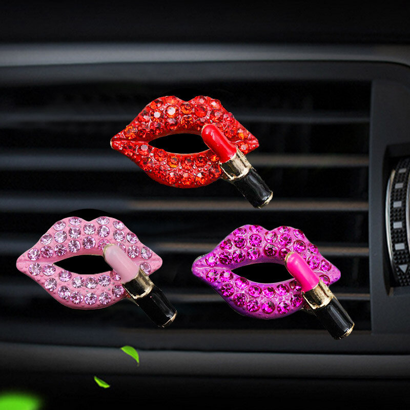 Refrogerador de ar diamante carro-estilo bling lábios sensuais boca saída de ar do carro perfumado perfume clipe difusor aroma presente
