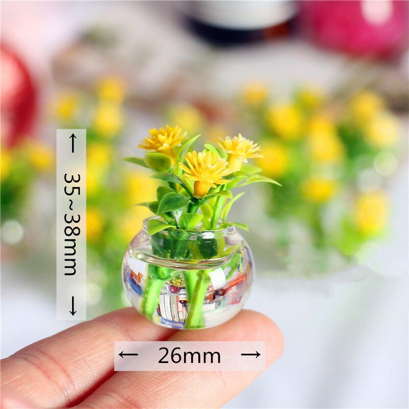 1:12 Dollhouse Miniature Green Potted For Home Decor Simulation Potted Plants Flowers