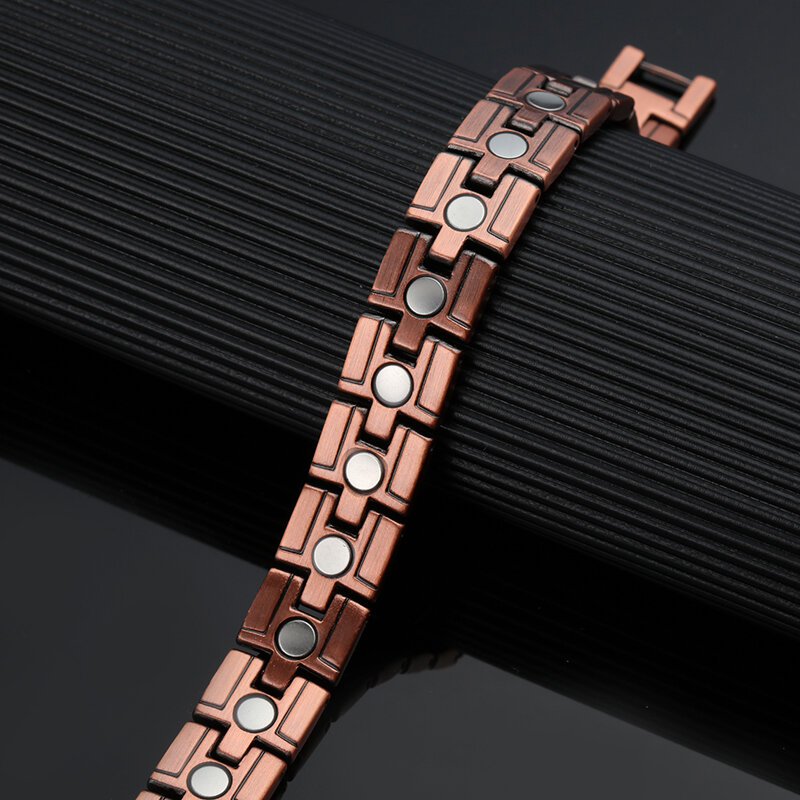 Oktrendy – Bracelet magnétique en cuivre pur pour hommes, bijou de guérison en cuivre noir, Bio-aimant 3000 Gauss, meilleur cadeau, vente en gros