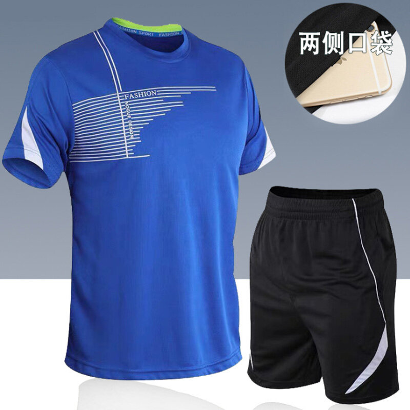 5XL Running T Shirt Sport GYM Tshirt z krótkim rękawem piłka nożna koszykówka koszulka do gry w tenisa szybkie suche Fitness zestaw sportowy garnitury odzież sportowa