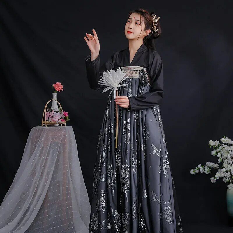 Disfraz de hada para mujer, traje chino antiguo, traje de Festival de princesa, traje de baile negro Hanfu
