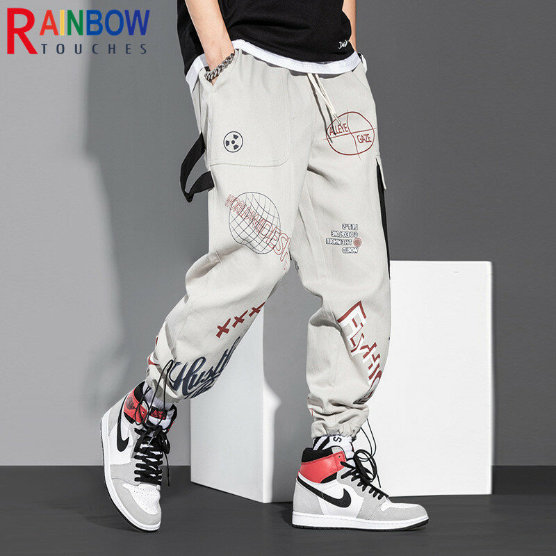Rainbowtouches-Pantalones deportivos holgados de entrenamiento para hombre, Pantalón Cargo corto con estampado de grafiti, estilo Hip Hop, a la moda, novedad de 2022