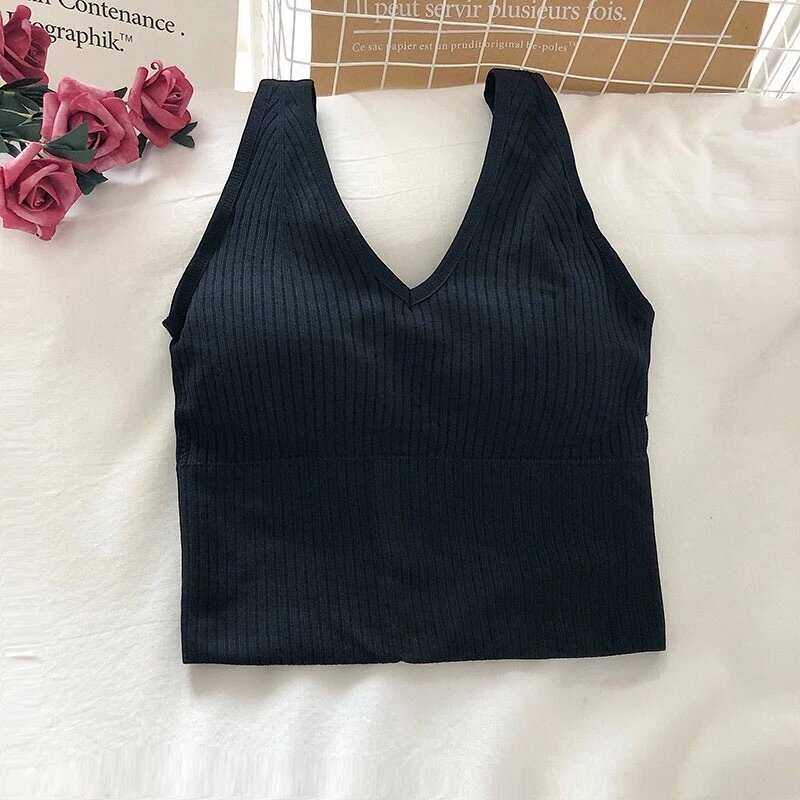 Sutimine Vrouwen Naadloze Vest Draadloze Crop Top Sport Hemdje Fashion Solid Ondergoed Dames Tube Top