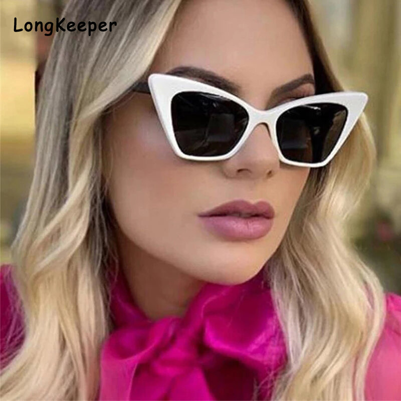 Óculos de sol tipo olho de gato, óculos escuros para mulheres, vintage, retrô, luxuoso, da moda, 2021