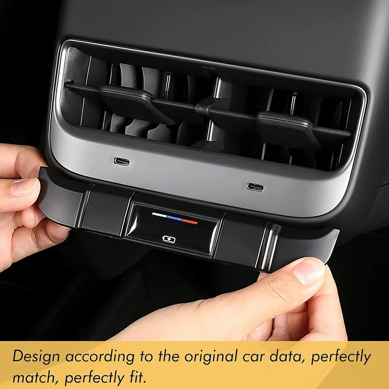 تسلا نموذج 3 نموذج Y الصف الخلفي USB شحن غطاء للحماية ملصق الكسوة سيارة الداخلية غطاء الكسوة اكسسوارات السيارات