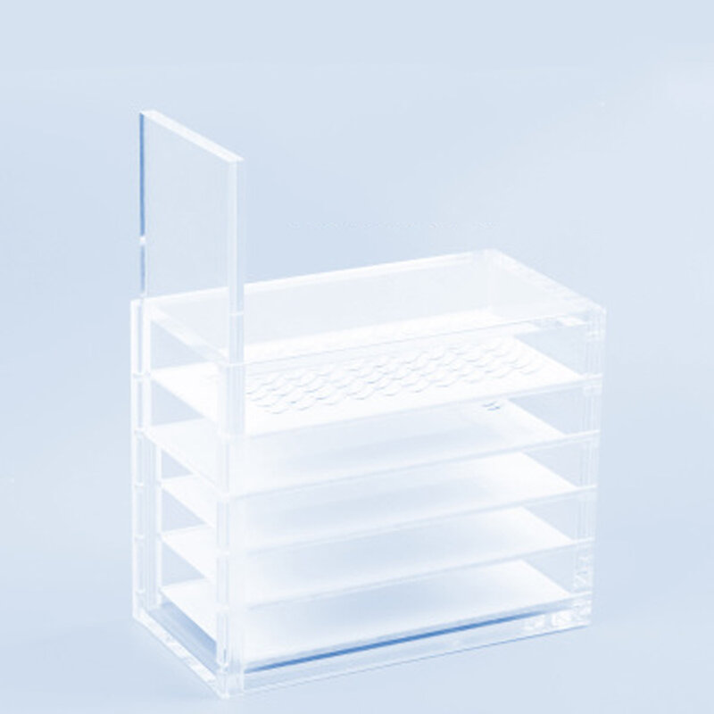 Caja de almacenamiento de extensión de pestañas acrílica, soporte de paleta de 5 capas para exhibición de volumen de pestañas, herramientas