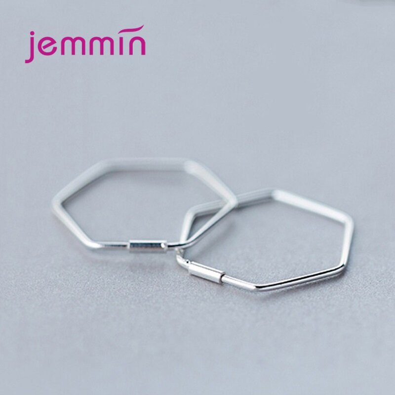 Brinco de argola geométrico para mulheres, joia elegante minimalista 925