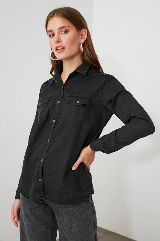 Trendformas camisa jeans detalhada móvel yol
