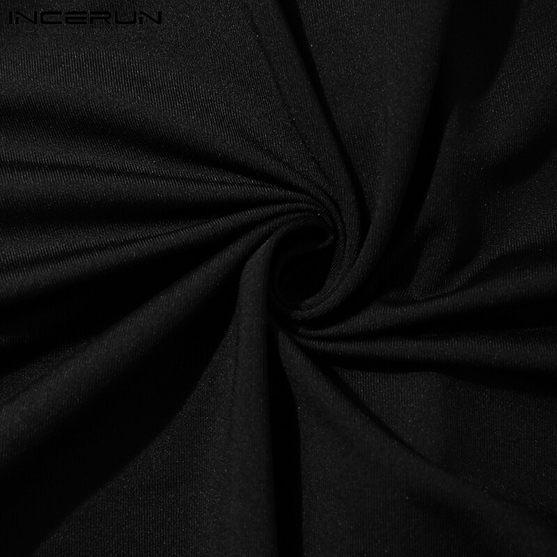 INCERUN – combinaison rayée pour homme, vêtement de maison confortable, extensible, fermeture éclair sur le devant, manches longues, Triangle, 2021, S-5XL
