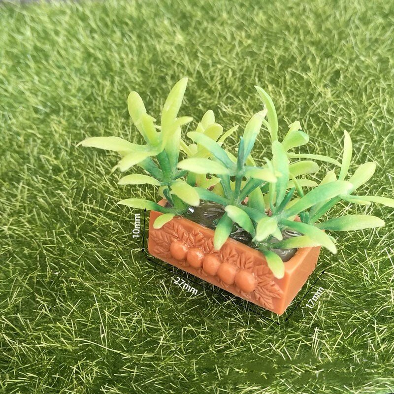 1/12 Rumah Boneka Miniatur Bunga Mini Simulasi Tanaman Hijau Boneka Dekorasi Rumah Mainan