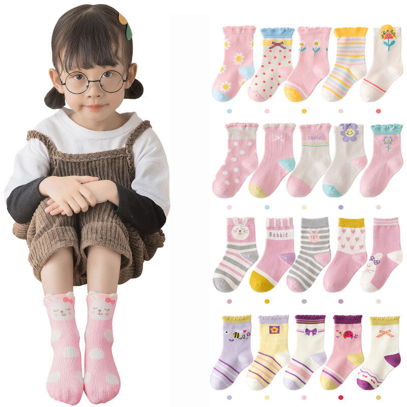 5 Paare/los Nette Cartoon Baby Mädchen Socken Winter Verdicken Weich Kawaii Infant Kleinkind Socken Baumwolle Baby Jungen Sport Socken für 1-12Y