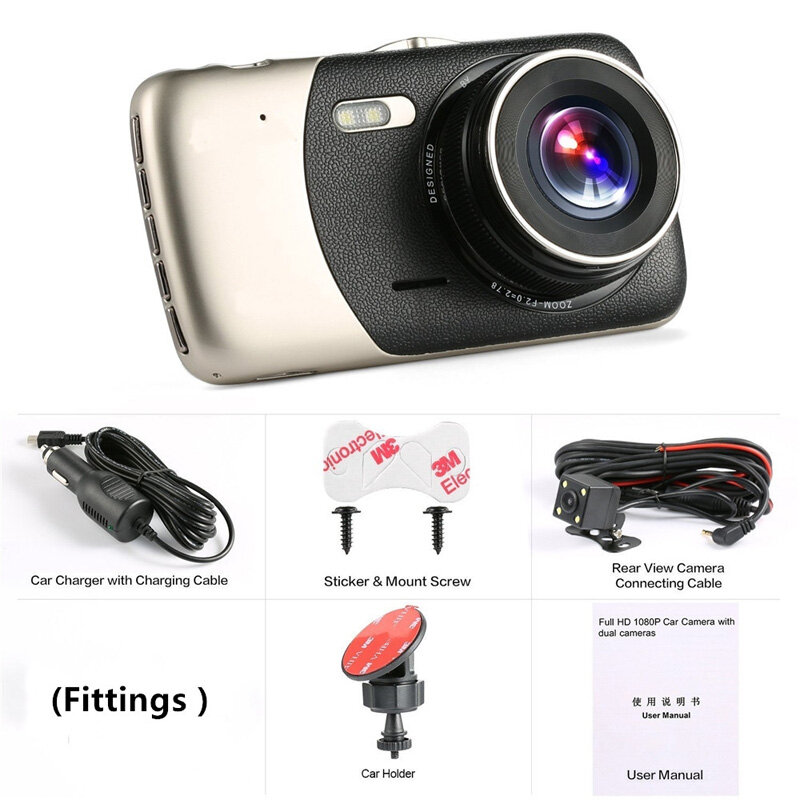 Car Dvr Video Recorder Dash Cam 1080P Video recorders With Rear View Camera 4" Cycle Recorder Dashcam for cars Dvr car camera