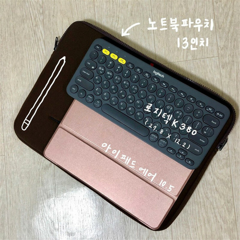 New Bear 11 inch Laptop Sleeve Bag Korean Ins Glasses Bear Mac Ipad Pro 9.7 10.8 13 14.5 15 inch Laptop Tablet Inner Case Bag