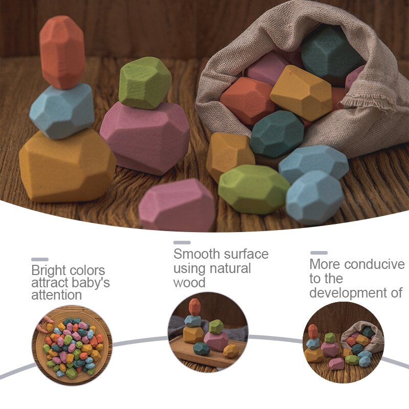 เด็ก Montessori เกมของเล่น Rainbow Balancing บล็อกอาคารความคิดสร้างสรรค์ที่มีสีสัน Early การศึกษาของเล่นเด็กของ...