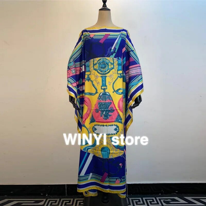Abaya – Robe maxi en Bazin pour femmes, tenue élégante et ample, style musulman, avec imprimé Dashiki, style bohémien, idéale pour les fêtes et la plage
