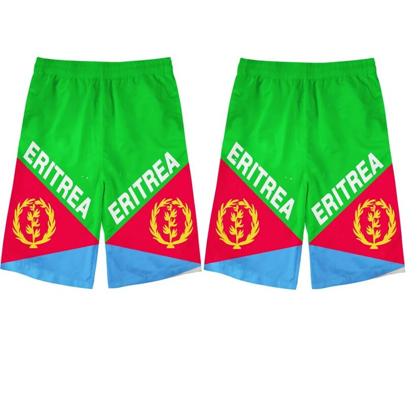 A bandeira da eritreia do sexo masculino juventude livre nome personalizado número foto praia shorts bandeira nacional o estado da eritreia menino calções casuais