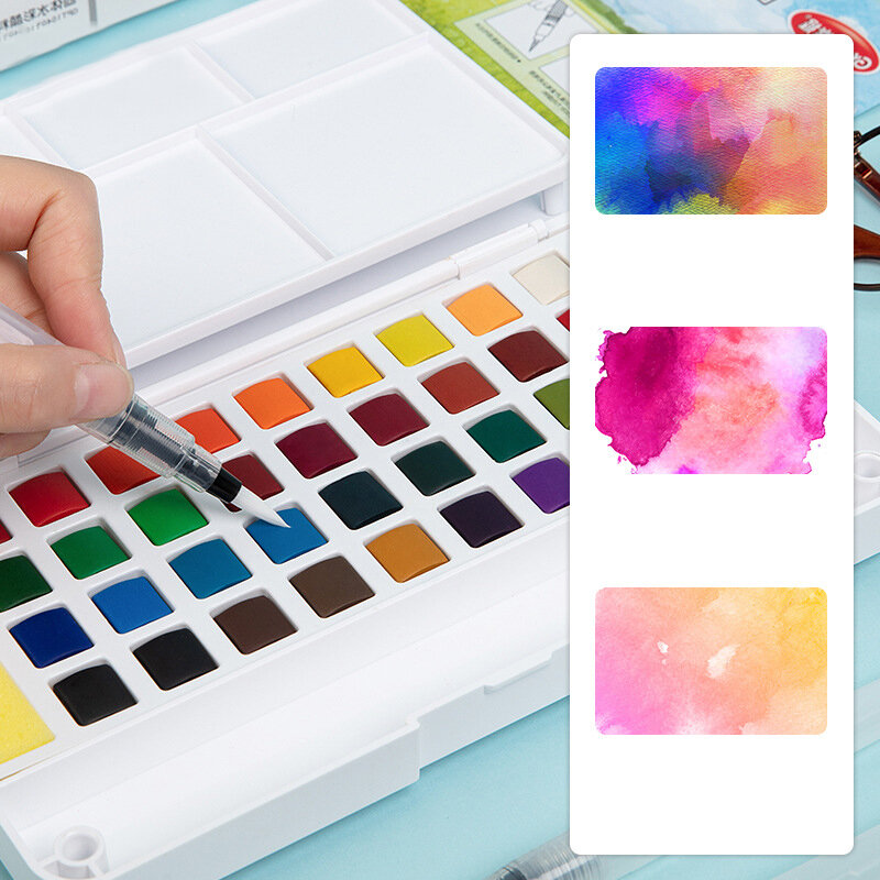 12/18/24/36/48 cores sólido aquarela pintura conjunto aguarela pigmento para iniciante desenho aguarela suprimentos de papel
