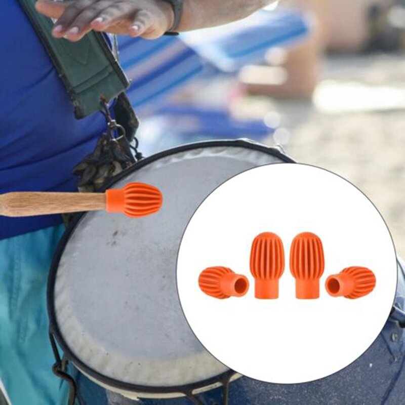 4Pcs Drum Stick Practice Tip Silicone Drum Mute Damper Drumstick For Beginner Concert Practice Portable Tips Accdssory 3.3cm