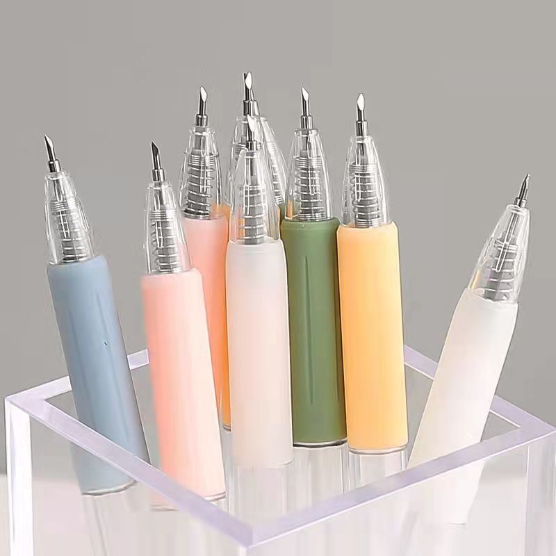 Push-Type ปากกามีด Ins Macaron Kawaii ศิลปะกระดาษตัดเครื่องมือแกะสลักนักเรียน Sharp มีดยูทิลิตี้สำนักงานโรงเรี...