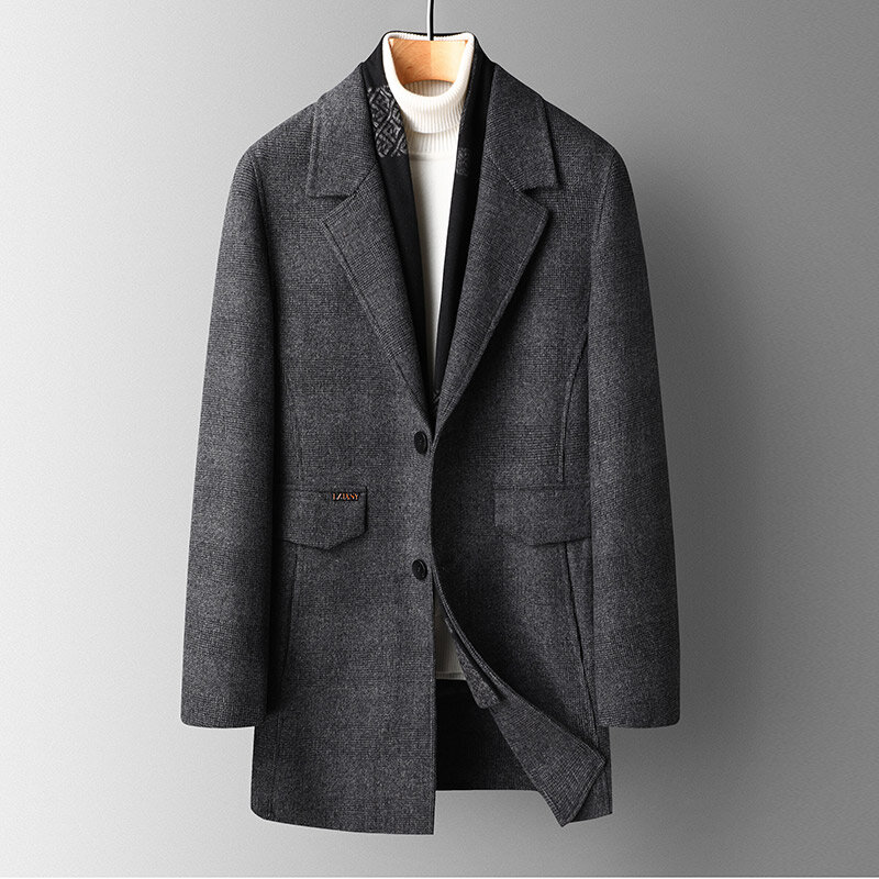 2021 outono e inverno nova lã masculina casaco de lã casaco de lã masculino solto terno colarinho dupla face
