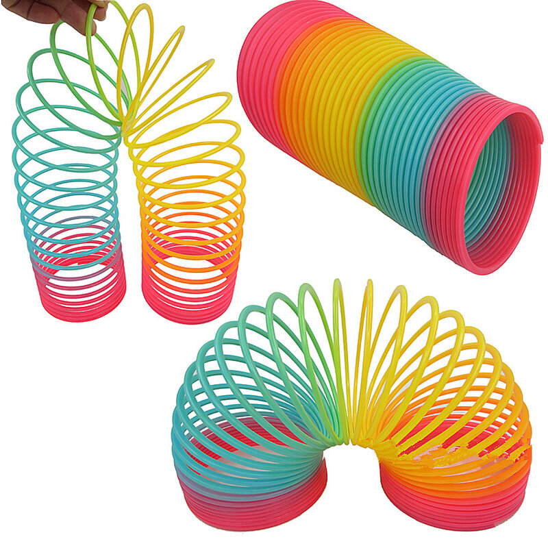 Juguetes Divertidos de círculo de arcoíris para niños, bobina de resorte de plástico plegable educativa para el desarrollo temprano, juguetes mágicos creativos, 1 ud.