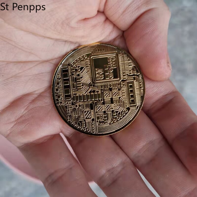 10Pcs Gold Plated Bitcoin Coin Collectible Art Collection Gift Casascius Bit BTC Litecoin Ripple Ethereum Commemorative Coin
