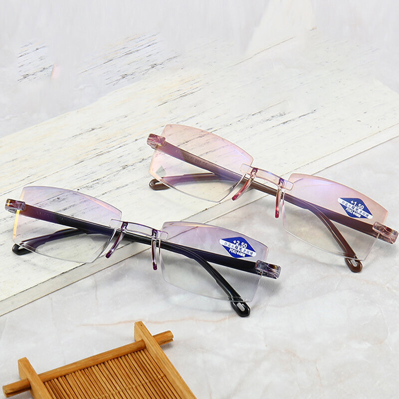 Ultralight Rimless Reading Glasses Anti Blue Light Radiation Computer Presbyopia Readers spectacleso Reader Bifocal +1.0 To +4.0