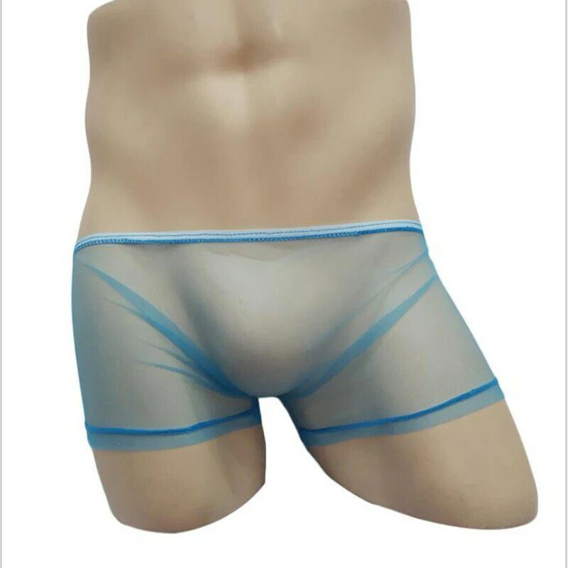 Ropa interior de malla transparente para hombre, Bóxer Sexy de cintura baja, suave, ligero y transpirable, no hace nada