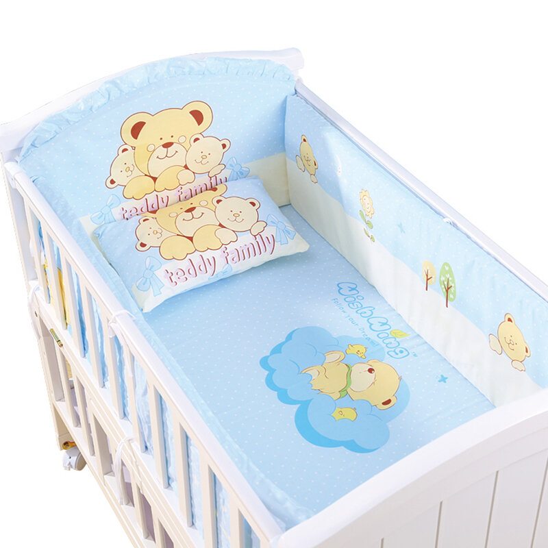 Musim Panas Tipis 6 Pcs Kapas Baby Crib Selimut Set Bayi Bayi Gadis Anak Laki-laki Seprai Termasuk Cot Bumper Kasur Bantal dengan Filler