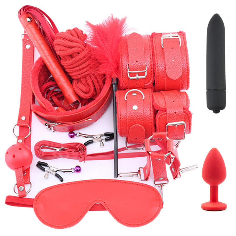 10ピース/セットセックス製品のエロ玩具大人緊縛セックスボンデージ手錠乳首クランプギャグ鞭ロープ大人のおもちゃカップルのための
