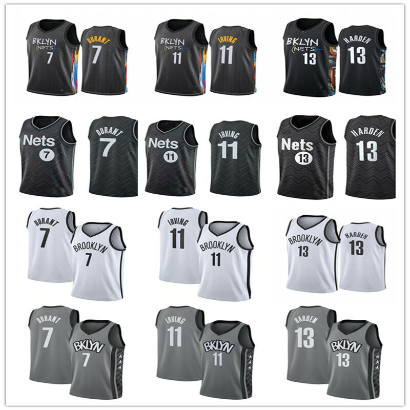 Mens Basketball trikots Brooklyn Nets 13 James Harden Kevin Durant Kyrie Irving Stadt Edition Und Verdient Ausgabe Swingman Jersey