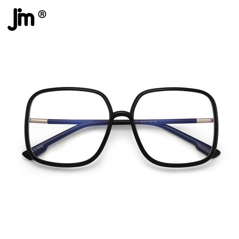 JM Oversized Square Blue Light Glasses Men Women Computer Clear Fake Glasses