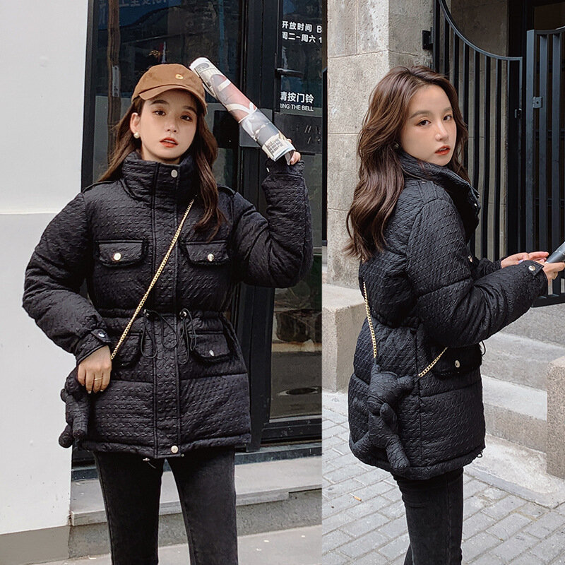 Изящное пуховое пальто с хлопковой подкладкой, свободное короткое пальто с хлопковой подкладкой, зимнее пальто, новинка 2021, в Корейском сти...
