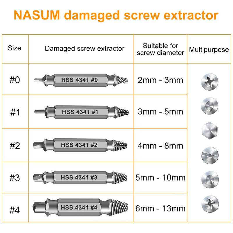 10 Pcs HSS 4341# 2 In1 Beschädigt Schraube Extractor Buchse Adapter Schraube Extractor Kit für Gebrochene Schraube und Bolzen Stripped entfernen Werkzeuge